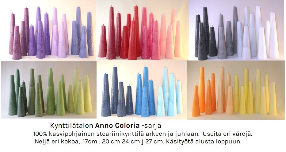 Kynttilätalo, käsintehdyt steariini kynttilät Anno Coloria sarja
